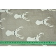 Double sided fleece, reindeers, snowflakes on a beige background
