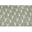Double sided fleece, reindeers, snowflakes on a beige background