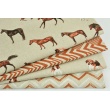 Decorative fabric, horses on a linen background 200g/m2