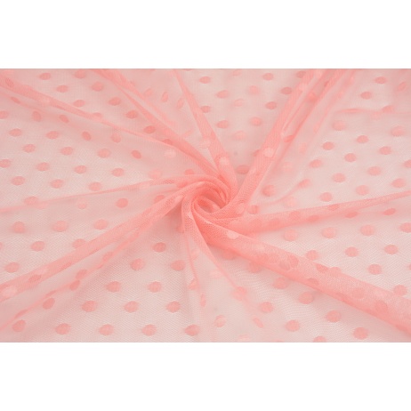 Soft tulle with dots, coral pink