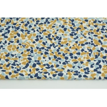Cotton 100% mustard-blue pebbles on a white background