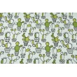 Cotton 100% green cactuses on a white background