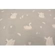 Cotton 100% swans in silver crowns on a light gray background
