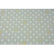 Cotton 100% white, mustard stars on a light gray background CZ