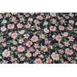Viscose 100% pink peonies on a navy background