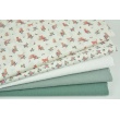 Cotton 100% cats, flowers on a white background, poplin