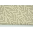 Decorative fabric, gray-beige leaves on a linen background 200g/m2