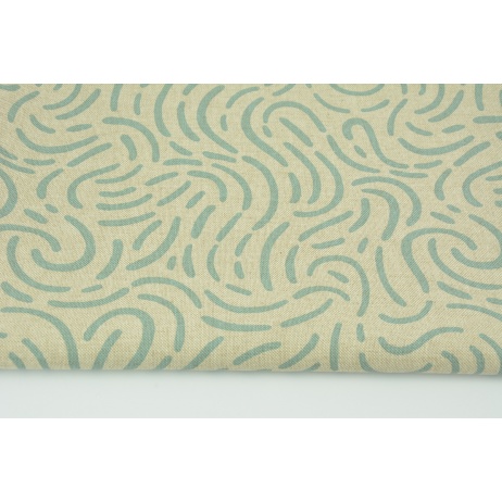 Decorative fabric, chilly mint design on a linen background 200g/m2