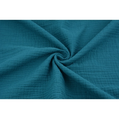 Double gauze 100% cotton plain petrol 2