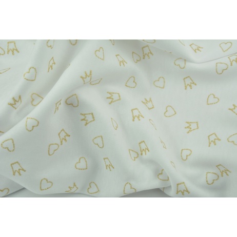 Cotton 100% knitwear gold crowns and hearts on a white background