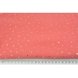 Double gauze 100% cotton gold stars on a coral background V