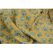 Cotton 100% gray roses on a mustard background with dots, poplin