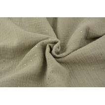 Double gauze 100% cotton golden mini dots on a beige background