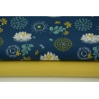 Cotton 100% organic, lilies on a navy background