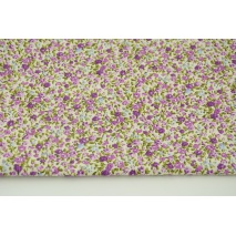 Cotton 100% purple-pink-blue mini flowers on a cream background, poplin
