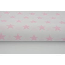 Cotton 100% pink stars 25mm on a white background