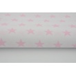 Cotton 100% pink stars 25mm on a white background