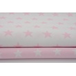 Cotton 100% pink stars 25mm on a white background