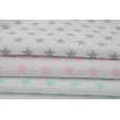 Bawełna 100% biała w gwiazdki pastelowy róż 2,5cm