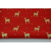 Cotton 100% glitter deer on a red background