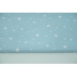 Cotton 100% irregular white stars on a blue background