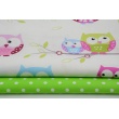 Cotton 100% white 2mm polka dots on a bright green background