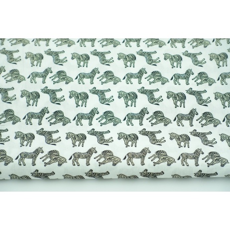 Cotton 100% zebras on a ivory background, poplin