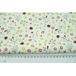 Cotton 100% flowers, ladybugs on vanilla background, poplin