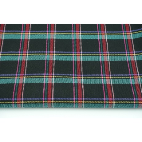 Clothing fabric with elastane, medium tartan check navy-green