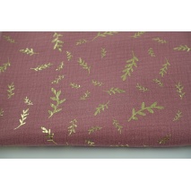 Double gauze 100% cotton golden twigs on pink background