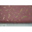 Double gauze 100% cotton golden twigs on pink background