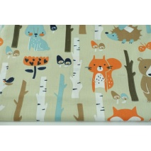 Cotton 100% forest animals on a beige background