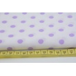 Cotton 100% violet polka dots 7mm on a white background