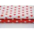 Bawełna gwiazdki czerwone 1cm na białym tle
