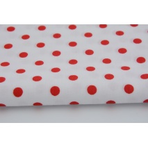 Cotton 100% red polka dots 7mm on a white background