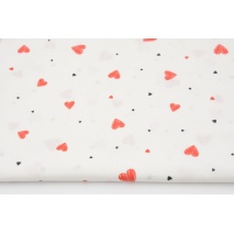 Cotton 100% drawn red hearts
