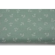 Double gauze 100% cotton, small anchors on a green background