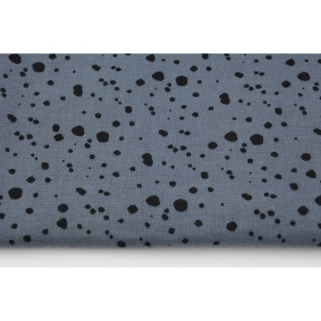Double gauze 100% cotton black spots on a graphite background