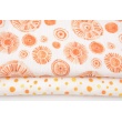 Double gauze 100% cotton, yellow-orange spots, digital print