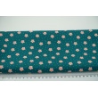 Cotton 100% flowers, dots on petrol, poplin