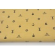 Cotton 100% black sailing motifs on a mustard background