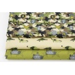 Cotton 100% submarines and stars on khaki, poplin