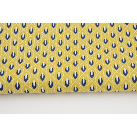 Cotton 100% navy teardrops on a mustard background RW, poplin