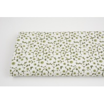 Cotton 100%, white flowers on a green background, GOTS