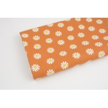 Cotton 100% flowers, daisy flowers on a ginger, poplin