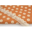 Cotton 100% flowers, daisy flowers on a ginger, poplin