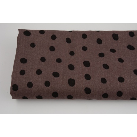 Double gauze 100% cotton draw dots on a heather brown background