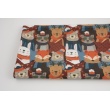 Cotton 100%,  pets in scarves on a navy background, GOTS