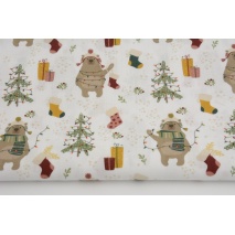 Cotton 100%, christmas tree, bears on a white background, GOTS