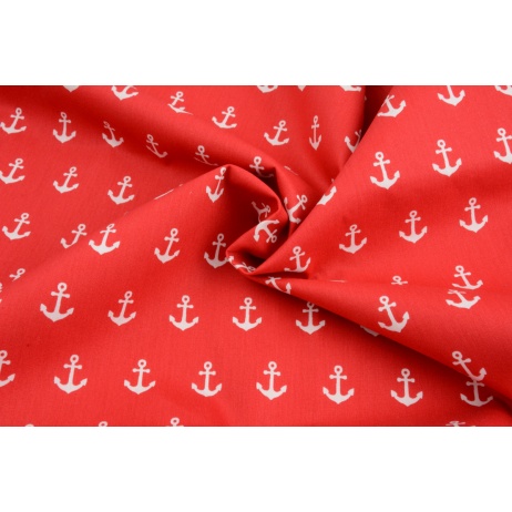 Cotton 100% anchors on a red background, poplin